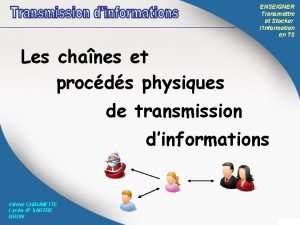 ENSEIGNER Transmettre et Stocker lInformation en TS Les