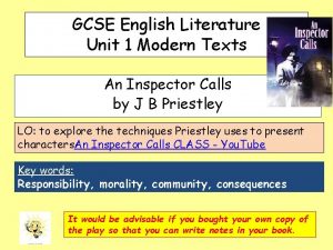 GCSE English Literature Unit 1 Modern Texts An