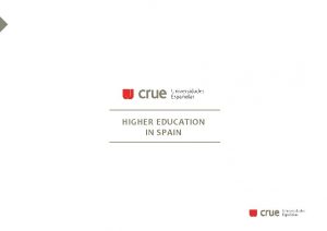 HIGHER EDUCATION IN SPAIN Higher education in Spain