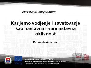 Univerzitet Singidunum Karijerno vodjenje i savetovanje kao nastavna