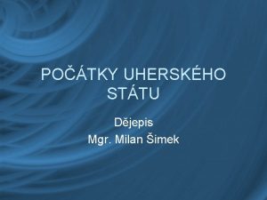 POTKY UHERSKHO STTU Djepis Mgr Milan imek VOD