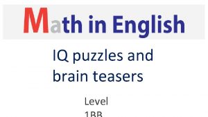 IQ puzzles and brain teasers Level IQ Puzzle