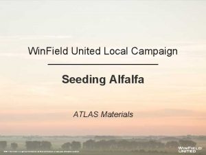 Win Field United Local Campaign Seeding Alfalfa ATLAS