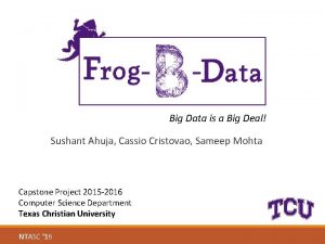 Big Data is a Big Deal Sushant Ahuja