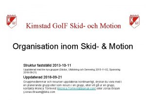 Kimstad Go IF Skid och Motion Organisation inom