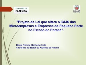 Projeto de Lei que altera o ICMS das