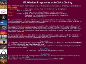 360 Wisdom Programme with Claire Chidley 360 Wisdom