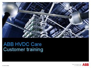 ABB HVDC Care Customer training HVDC 2014 010520