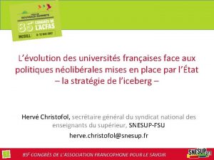 Lvolution des universits franaises face aux politiques nolibrales