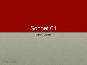 Sonnet 61 Michael Drayton S Cooperman 2014 Michael