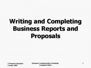 Writing and Completing Business Reports and Proposals Pearson