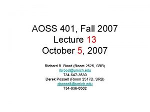 AOSS 401 Fall 2007 Lecture 13 October 5