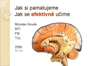 Jak si pamatujeme Jak se efektivn ume Miroslav