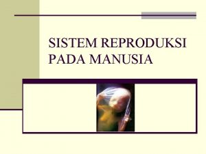 SISTEM REPRODUKSI PADA MANUSIA Reproduksi Setiap mahluk hidup