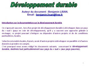 Auteur du document Benjamin LISAN Email benjamin lisanfree