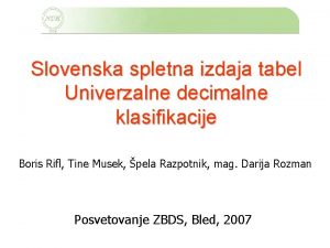 Slovenska spletna izdaja tabel Univerzalne decimalne klasifikacije Boris