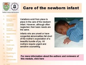 Care of the newborn infant Partners in Global