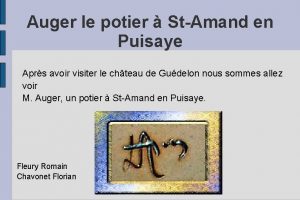 Auger le potier StAmand en Puisaye Aprs avoir