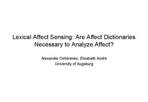 Lexical Affect Sensing Are Affect Dictionaries Necessary to