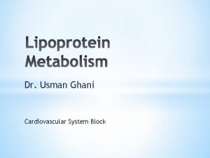 Dr Usman Ghani Cardiovascular System Block By the