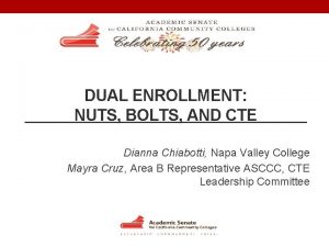 DUAL ENROLLMENT NUTS BOLTS AND CTE Dianna Chiabotti
