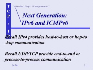 T C P Also called IPng IP next