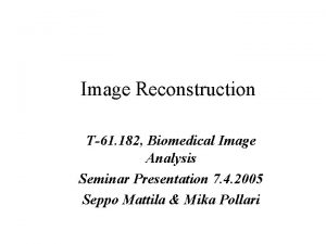 Image Reconstruction T61 182 Biomedical Image Analysis Seminar
