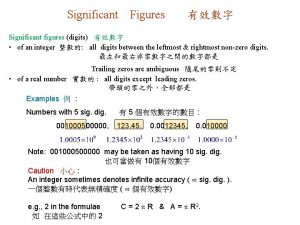 Significant Figures Significant figures digits of an integer