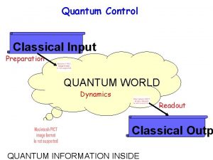 Quantum Control Classical Input Preparation QUANTUM WORLD Dynamics