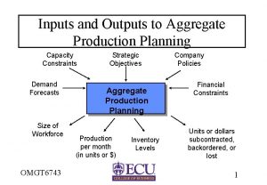 Inputs and Outputs to Aggregate Production Planning Capacity