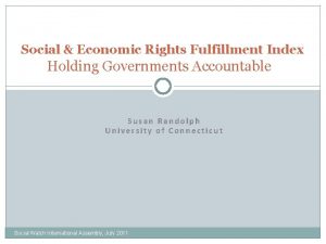 Social Economic Rights Fulfillment Index Holding Governments Accountable