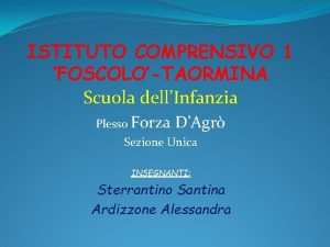 ISTITUTO COMPRENSIVO 1 FOSCOLOTAORMINA Scuola dellInfanzia Plesso Forza