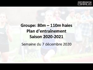 Groupe 80 m 110 m haies Plan dentranement