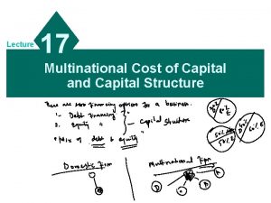 Lecture 17 Multinational Cost of Capital and Capital
