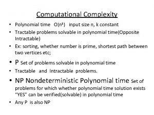 Computational Complexity Polynomial time Onk input size n