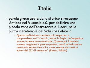 Italia parola greca usata dallo storico siracusano Antioco