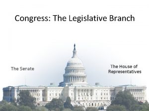 Congress The Legislative Branch I House of representatives