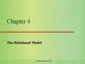 Chapter 4 The Relational Model Pearson Education 2014