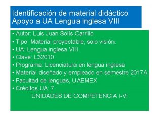 Identificacin de material didctico Apoyo a UA Lengua