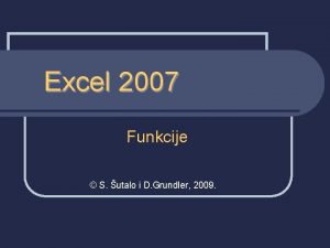 Excel 2007 Funkcije S utalo i D Grundler