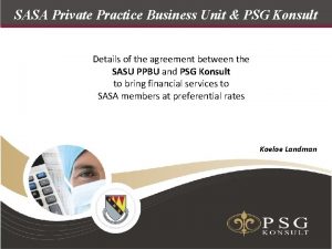 SASA Private Practice Business Unit PSG Konsult Details