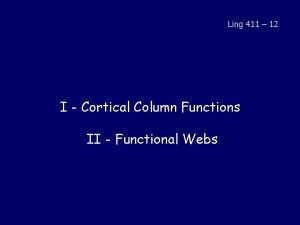 Ling 411 12 I Cortical Column Functions II