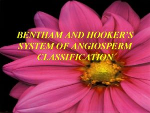 BENTHAM AND HOOKERS SYSTEM OF ANGIOSPERM CLASSIFICATION INTRODUCTION