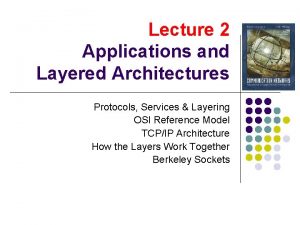 Lecture 2 Applications and Layered Architectures Protocols Services