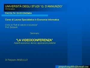 UNIVERSIT DEGLI STUDI G DANNUNZIO PESCARA FACOLTA DI