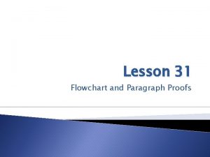 Lesson 31 Flowchart and Paragraph Proofs Flowchart Proof