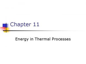 Chapter 11 Energy in Thermal Processes Energy Transfer