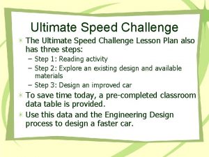 Ultimate Speed Challenge The Ultimate Speed Challenge Lesson