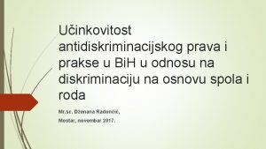 Uinkovitost antidiskriminacijskog prava i prakse u Bi H