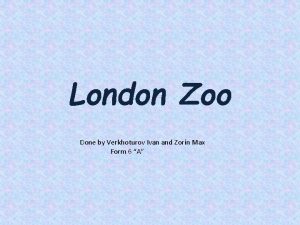 London Zoo Done by Verkhoturov Ivan and Zorin